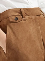 Suede Cropped Chino Trousers