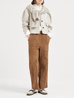 Suede Cropped Chino Trousers
