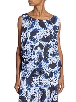 Abstract Draped Asymmetrical Bubble-Hem Top