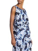 Abstract Draped Asymmetrical Bubble-Hem Top