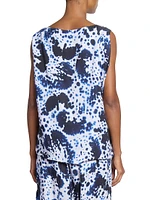 Abstract Draped Asymmetrical Bubble-Hem Top