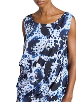 Abstract Draped Asymmetrical Bubble-Hem Top