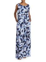 Abstract Draped Asymmetrical Bubble-Hem Top