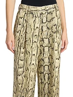 Snakeskin-Print Wide-Leg Pants