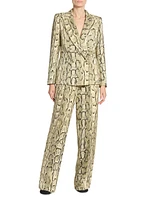 Snakeskin-Print Wide-Leg Pants