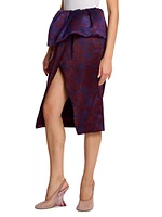 Floral Jacquard Asymmetric Peplum Skirt