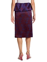Floral Jacquard Asymmetric Peplum Skirt