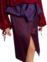 Floral Jacquard Asymmetric Peplum Skirt
