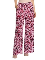 Abstract Drawstring Mid-Rise Wide-Leg Pants