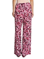 Abstract Drawstring Mid-Rise Wide-Leg Pants