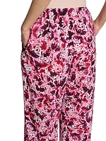 Abstract Drawstring Mid-Rise Wide-Leg Pants