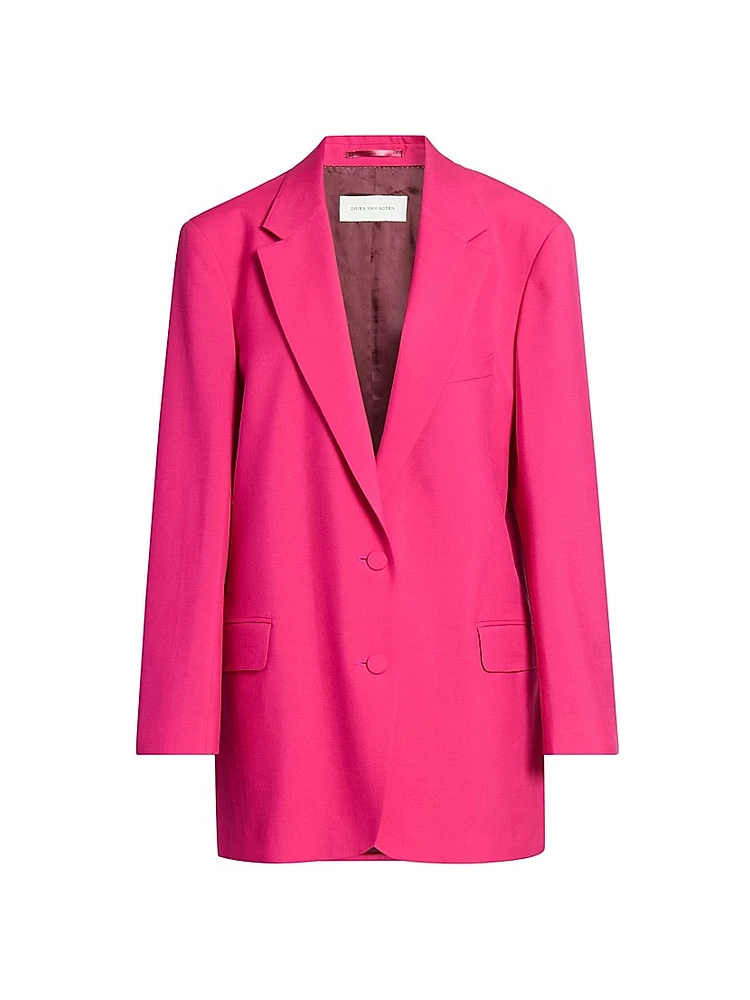 Basti Wool & Mohair Oversized Two-Button Blazer