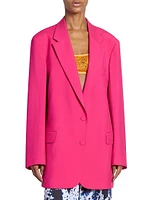 Basti Wool & Mohair Oversized Two-Button Blazer