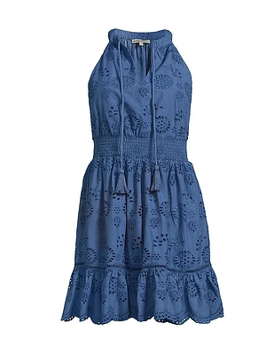 Emma Eyelet Cotton Scallop-Hem Minidress