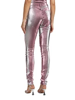 Stretch-Lamé Rosette Leggings