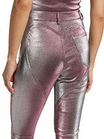 Stretch-Lamé Rosette Leggings