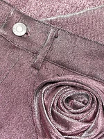 Stretch-Lamé Rosette Leggings