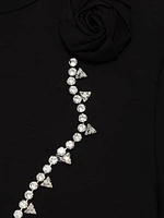Crystal Rosette Stretch-Cotton Crop T-Shirt