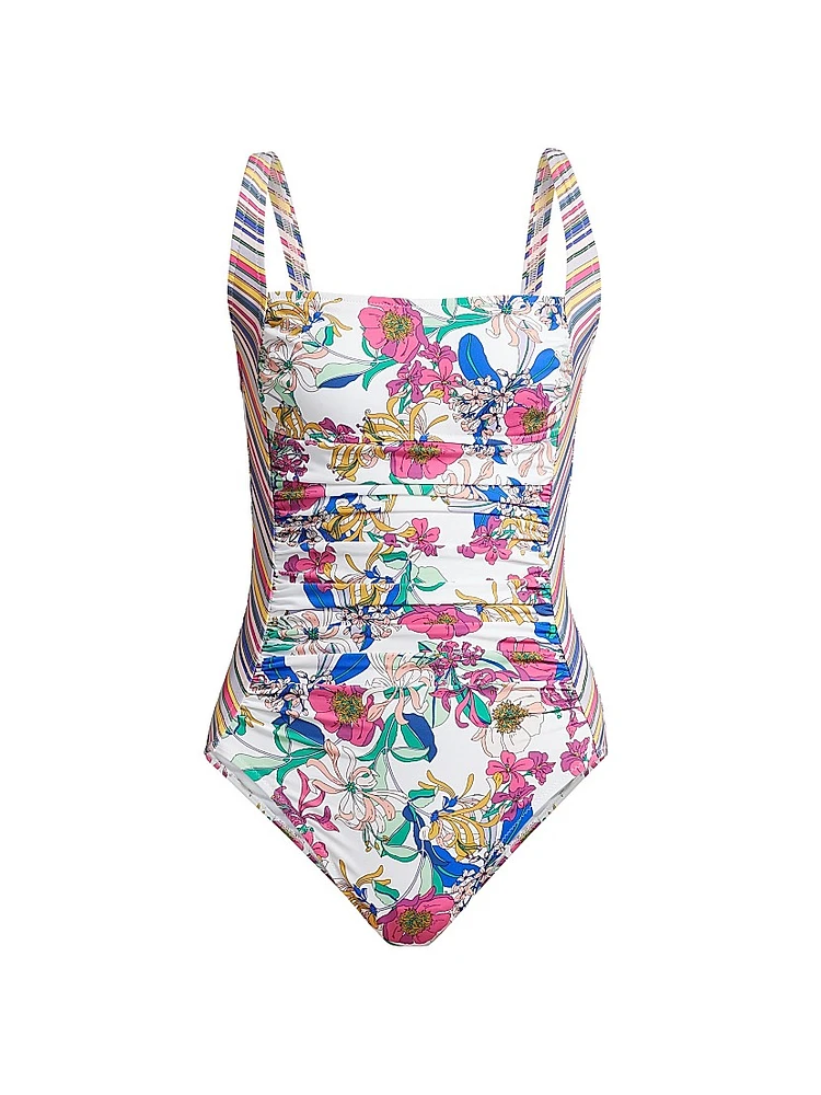 Aldrich Printed Ruched One-Piece Swimsuit