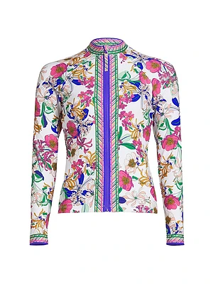 Aldrich Paisley Front-Zip Surf Shirt