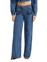 Avery Ruffled High-Rise Wide-Leg Jeans