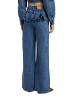 Avery Ruffled High-Rise Wide-Leg Jeans