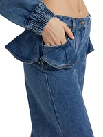 Avery Ruffled High-Rise Wide-Leg Jeans