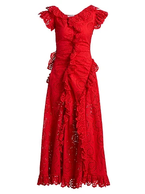 Charli Ruffled Broderie Anglaise Maxi Dress