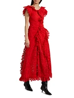 Charli Ruffled Broderie Anglaise Maxi Dress