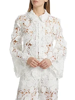 Audrey Lace Bell-Sleeve Crop Jacket