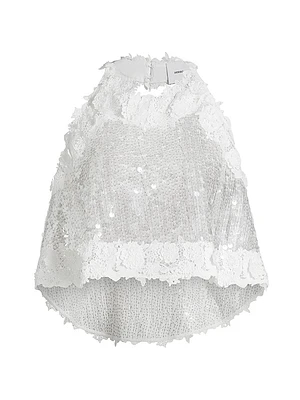 Lola Sequined High-Low Halterneck Top
