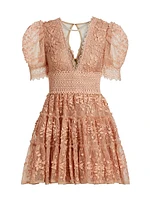 Megan Floral Appliqué Minidress