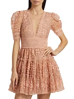 Megan Floral Appliqué Minidress