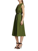 Cotton Poplin Belted Midi-Dress