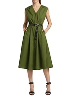Cotton Poplin Belted Midi-Dress
