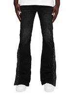Crystal-Embellished Boot-Cut Side-Snap Jeans