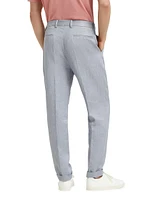 Linen Denim Leisure Fit Trousers with Pleat
