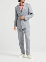 Linen Denim Leisure Fit Trousers with Pleat