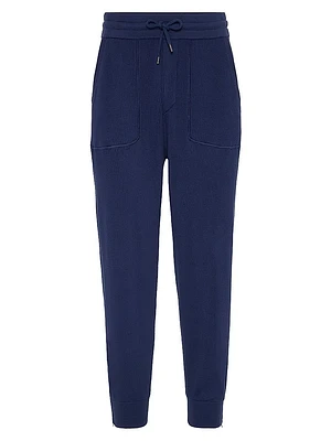 Cotton English Rib Knit Trousers with Zipper Cuffs