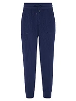 Cotton English Rib Knit Trousers with Zipper Cuffs