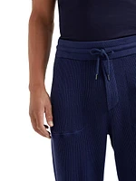 Cotton English Rib Knit Trousers with Zipper Cuffs