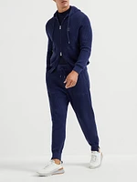 Cotton English Rib Knit Trousers with Zipper Cuffs