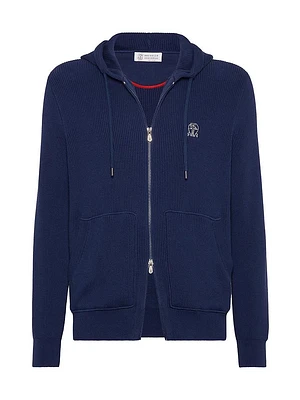 Cotton English Rib Knit Hooded Sweatshirt
