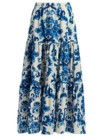 Melanie Floral Tiered Midi Skirt