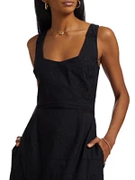 Embroidered Cotton Sleeveless Tiered Maxi Dress