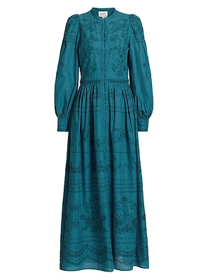 Embroidered Cotton Voile Maxi Dress