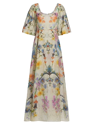 Floral Scoopneck Fit & Flare Maxi Dress