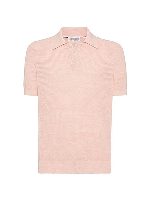 Linen and Cotton Half English Rib Knit Polo