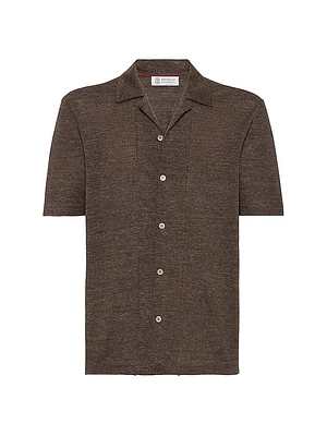 Linen and Cotton Short Sleeve Knit Shirt