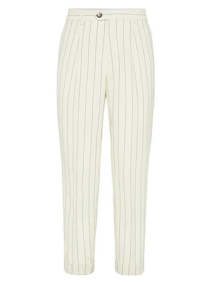Virgin Wool Chalk Stripe Fresco Leisure Fit Trousers